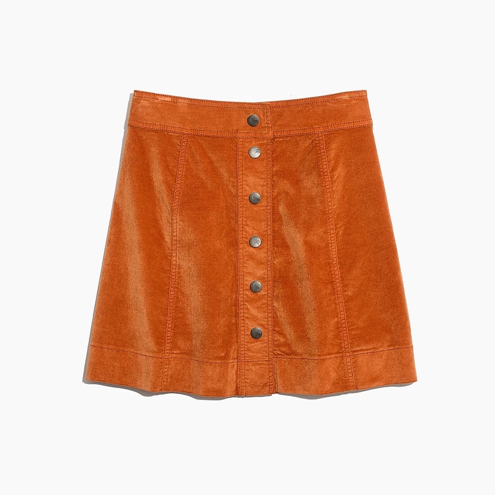 Madewell Velveteen A-line Button Mini Skirt - size 6